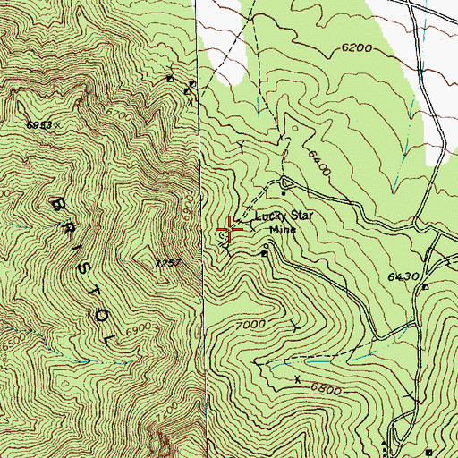 Topographic Map of Lucky Star Mine, NV