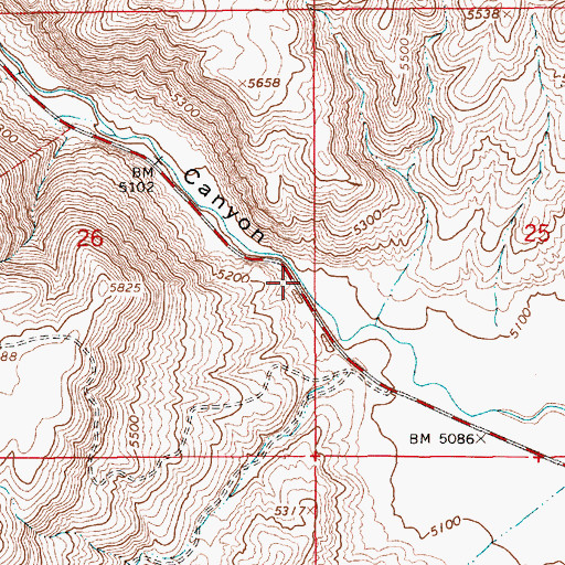Topographic Map of Maggie Creek Canyon, NV