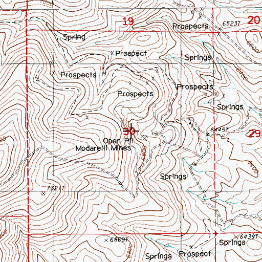 Topographic Map of Modarelli Mines, NV