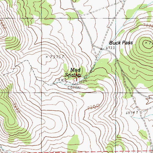 Topographic Map of Mud Spring, NV