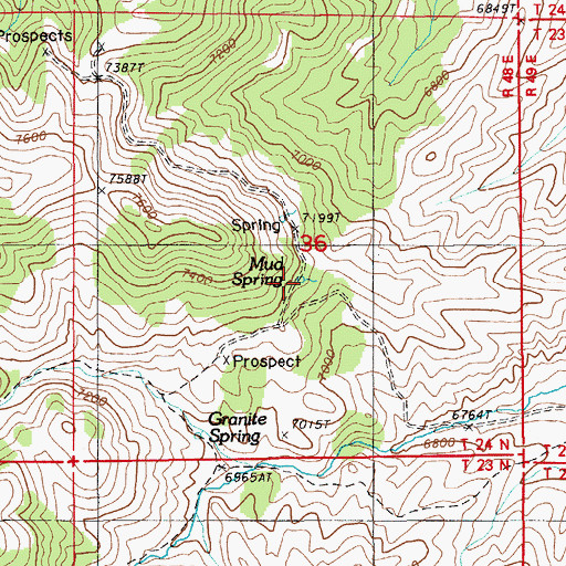 Topographic Map of Mud Spring, NV