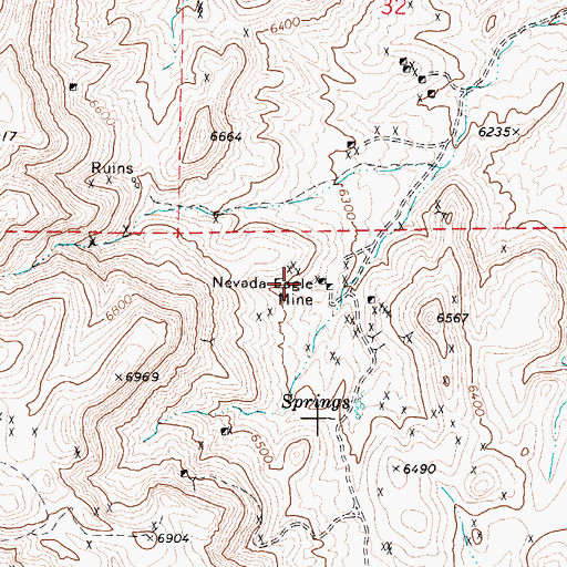 Topographic Map of Nevada Eagle Mine, NV