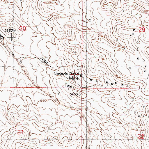 Topographic Map of Nevada Rand Mine, NV
