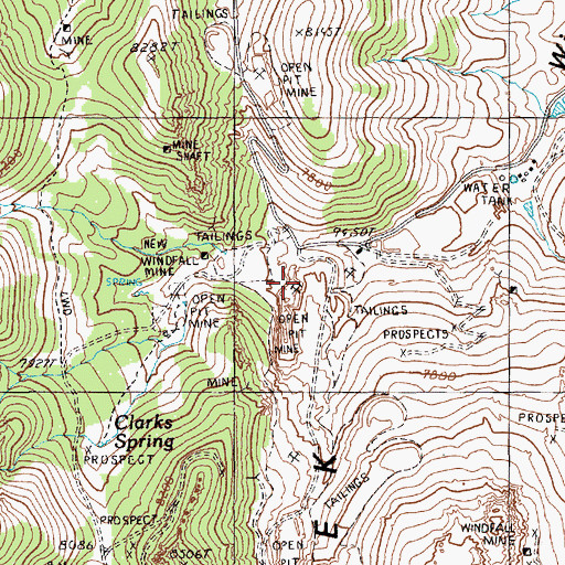 Topographic Map of New Windfall Shaft, NV