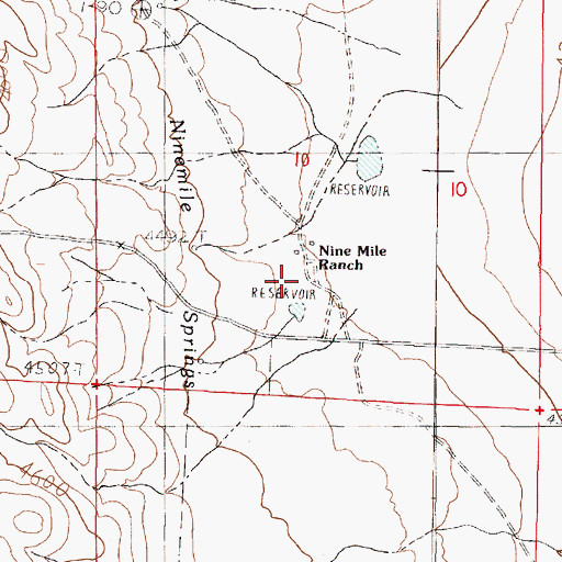 Topographic Map of Nine Mile Ranch, NV