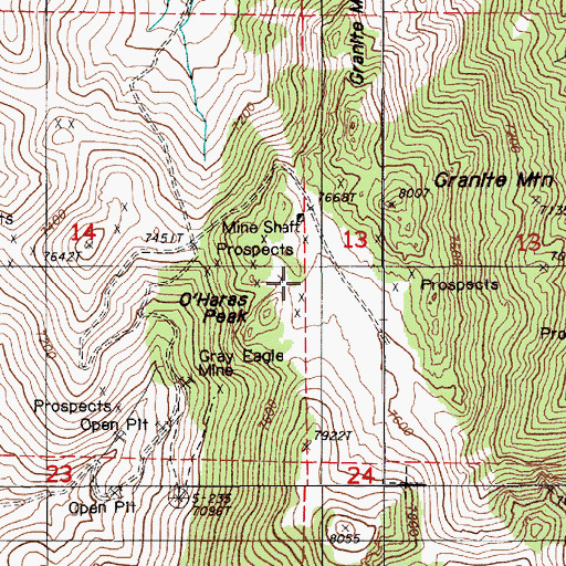 Topographic Map of O'Haras Peak, NV