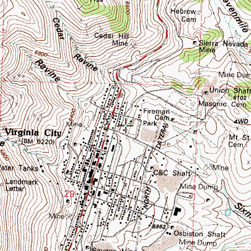 Topographic Map of Ophir Shaft, NV