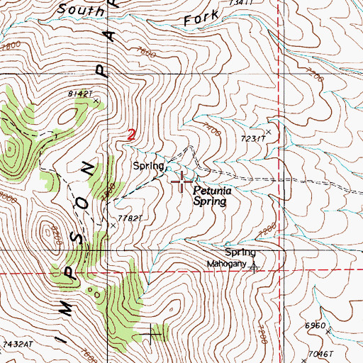 Topographic Map of Petunia Spring, NV