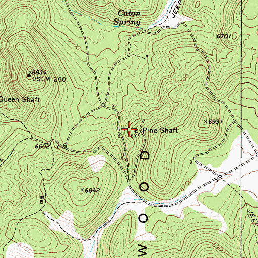 Topographic Map of Pine Shaft, NV