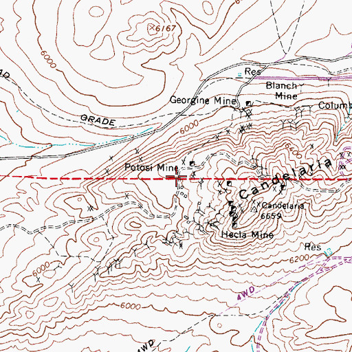 Topographic Map of Potosi Mine, NV
