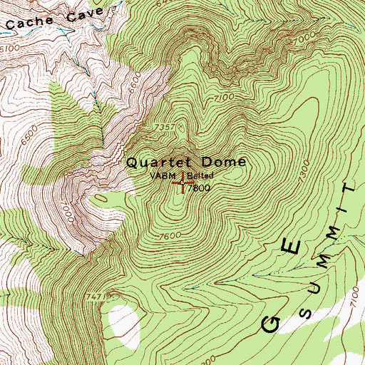 Topographic Map of Quartet Dome, NV