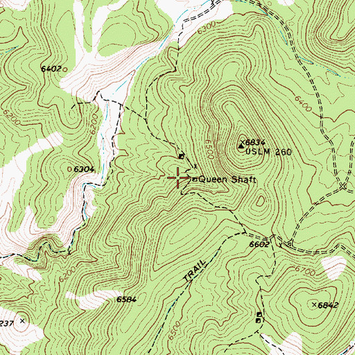 Topographic Map of Queen Shaft, NV