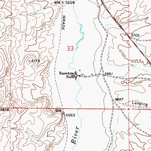 Topographic Map of Racetrack Ranch, NV