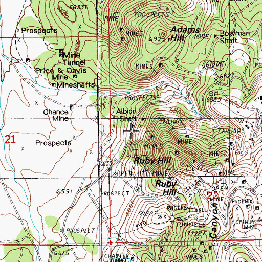 Topographic Map of Richmond Shaft, NV