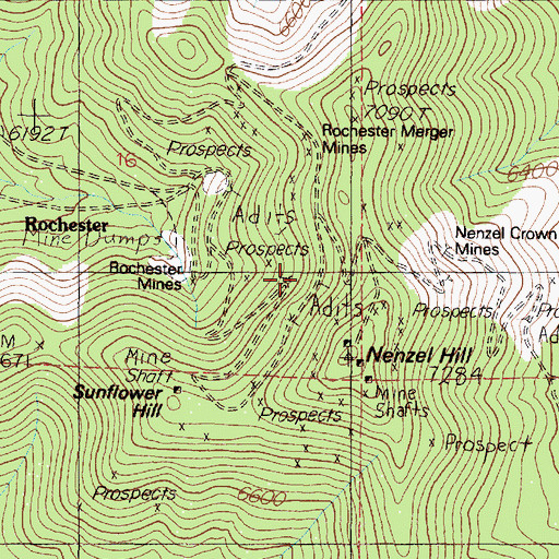 Topographic Map of Rochester Mines, NV