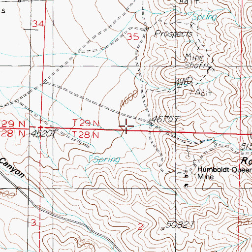 Topographic Map of Rolands Canyon, NV