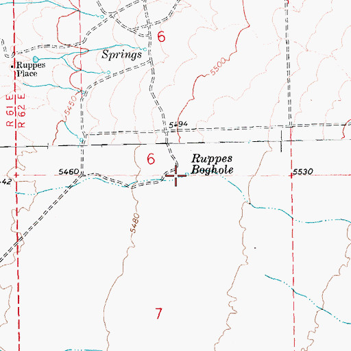 Topographic Map of Ruppes Boghole, NV