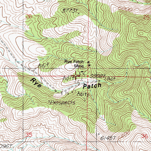 Topographic Map of Rye Patch Mine, NV