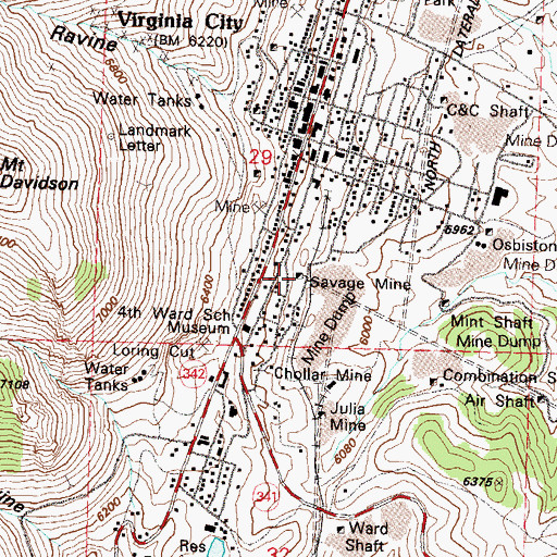 Topographic Map of Savage Mine, NV