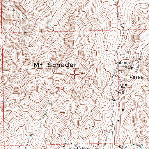 Topographic Map of Mount Schader, NV