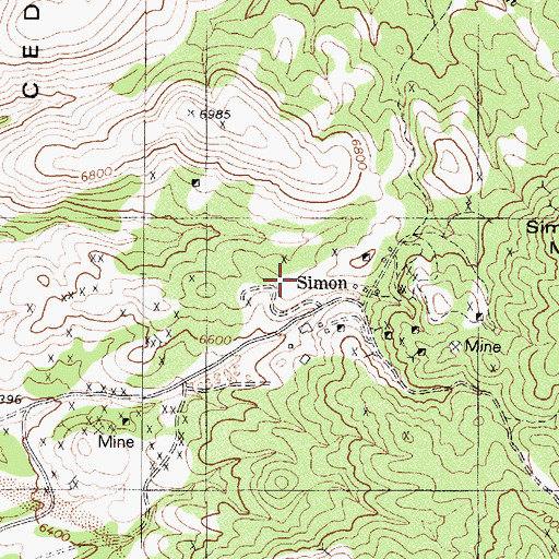 Topographic Map of Simon (historical), NV