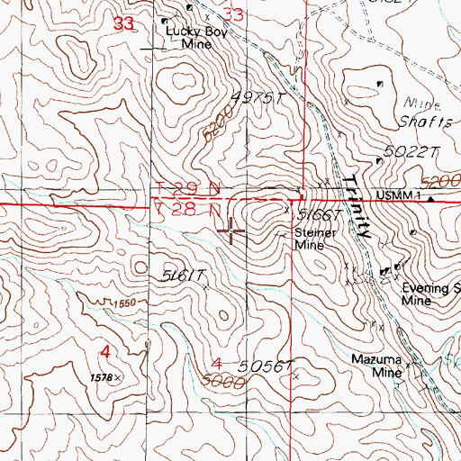 Topographic Map of Steiner Mine, NV
