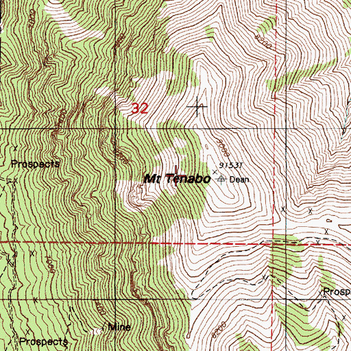 Topographic Map of Mount Tenabo, NV