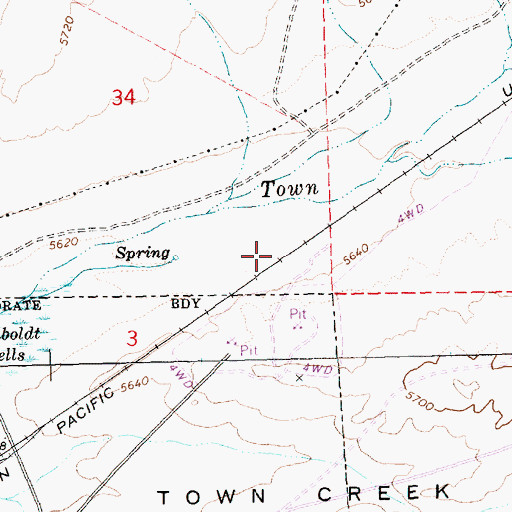 Topographic Map of Town Creek Flat, NV