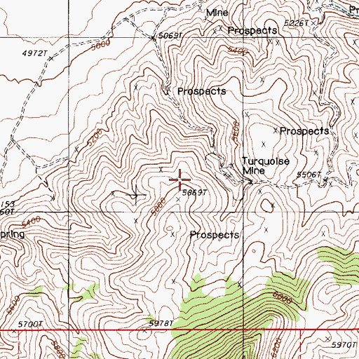 Topographic Map of Turquoise Mine, NV