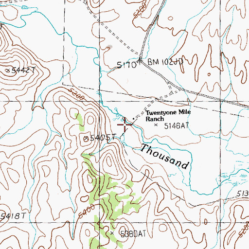 Topographic Map of Twentyone Mile Ranch, NV