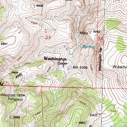 Topographic Map of Washington, NV