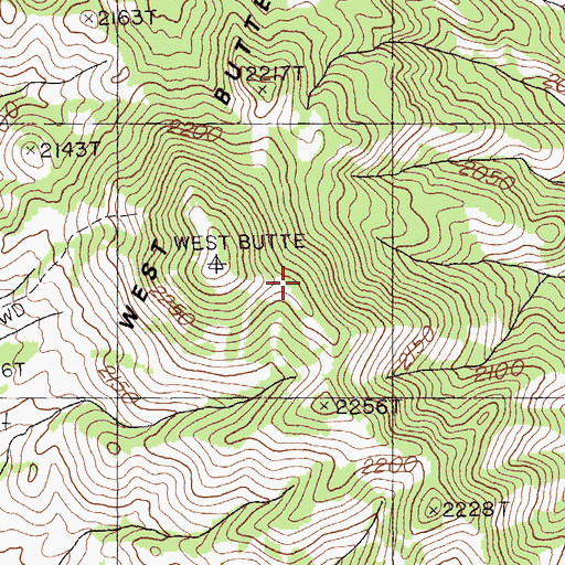 Topographic Map of West Buttes, NV