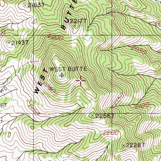 Topographic Map of West Buttes, NV