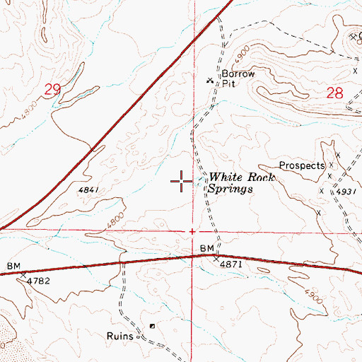 Topographic Map of White Rock Springs, NV