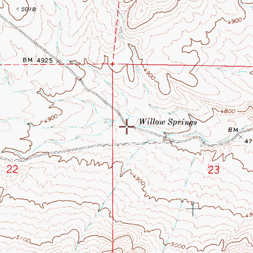 Topographic Map of Willow Springs, NV