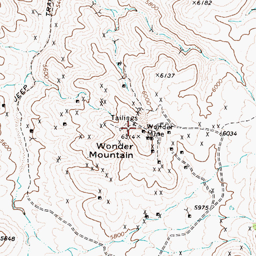 Topographic Map of Wonder Mine, NV