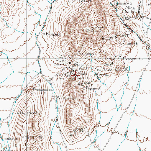 Topographic Map of Yellow Gold Mine, NV