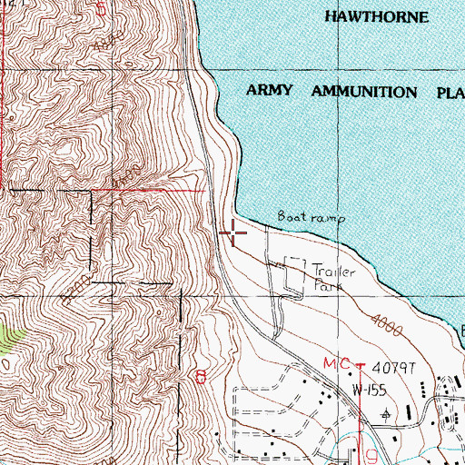 Topographic Map of Walker Lake Boat Harbor, NV