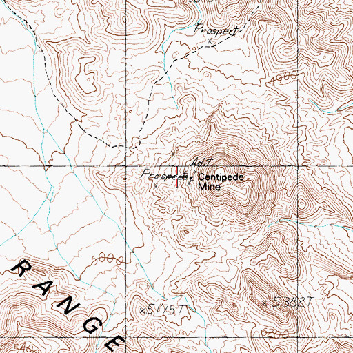 Topographic Map of Centipede Mine, NV