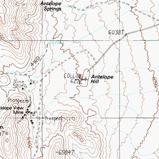 Topographic Map of Antelope Hill, NV
