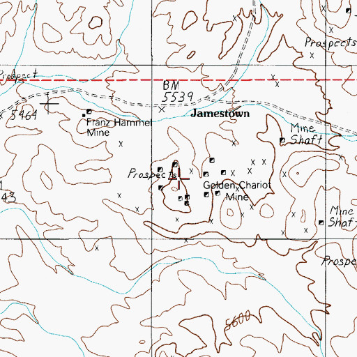 Topographic Map of Golden Chariot Mine, NV