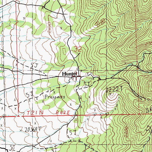 Topographic Map of Hunter (historical), NV