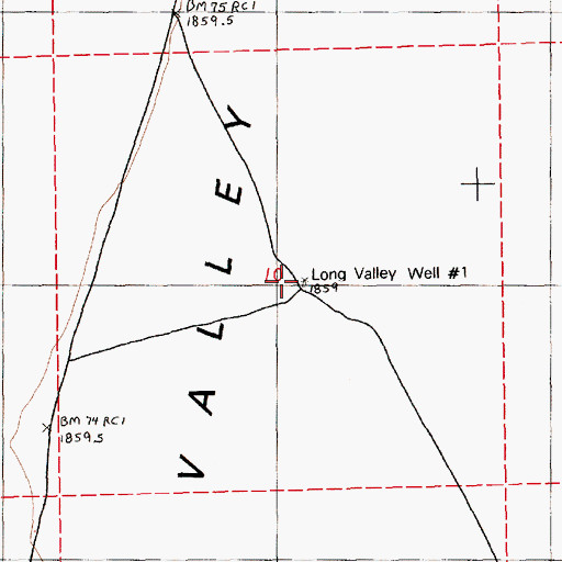 Topographic Map of Long Valley Well Number 1, NV