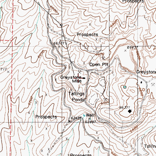 Topographic Map of Greystone Mine, NV
