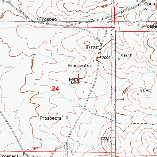 Topographic Map of Miller Mine, NV