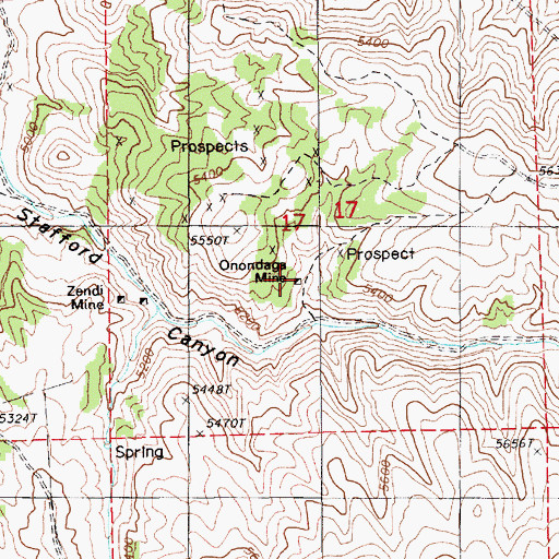 Topographic Map of Onondaga Mine, NV