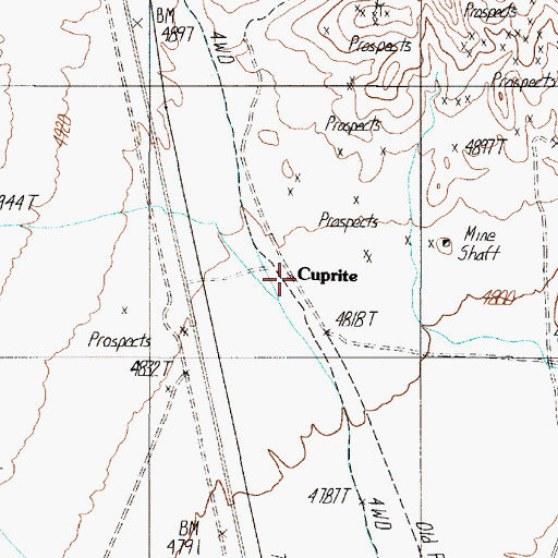 Topographic Map of Cuprite (historical), NV