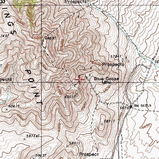 Topographic Map of Blue Goose Mine, NV