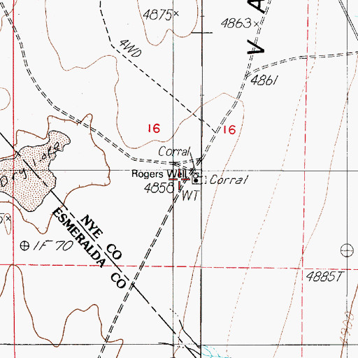 Topographic Map of Rogers Well, NV