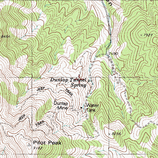 Topographic Map of Dunlap Tunnel Spring, NV